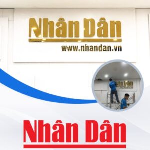 Thi công logo Báo Nhân Dân