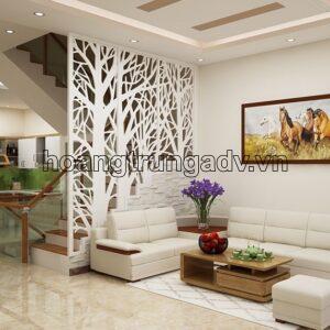 Thi công vách ngăn trang trí phòng khách đẹp