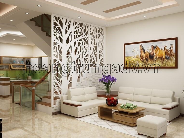 mẫu vách ngăn phòng khách và bếp